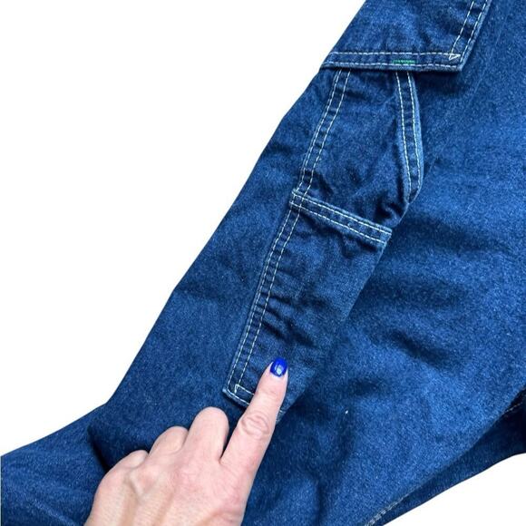 VINTAGE Big Smith Blue Denim Bib Overall Jeans carpenter style Size 42 x 30 - Picture 6 of 10